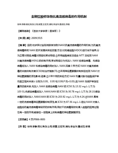 金刚烷胺修饰物抗禽流感病毒的作用机制