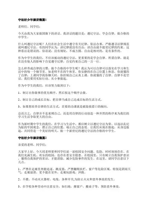 守法好少年演讲稿7篇