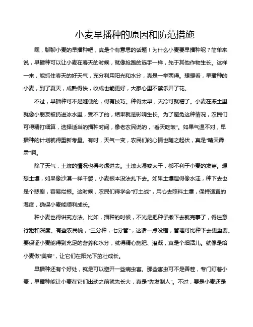小麦早播种的原因和防范措施