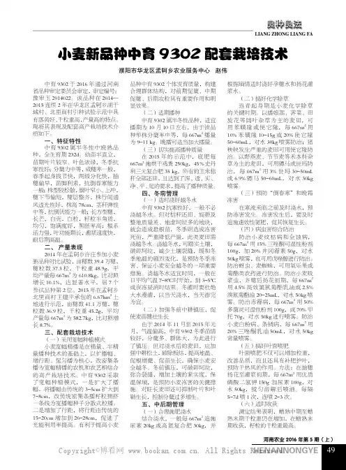 小麦新品种中育9302配套栽培技术