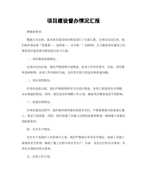 项目建设督办情况汇报