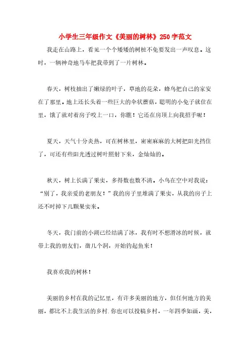 小学生三年级作文《美丽的树林》250字范文