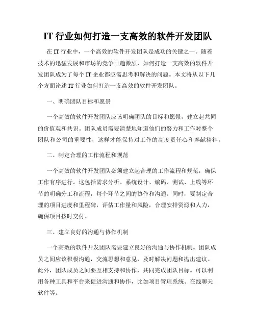 IT行业如何打造一支高效的软件开发团队