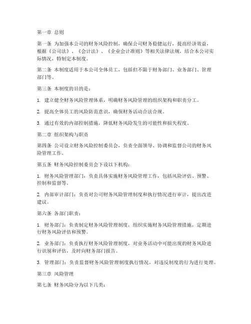 公司内部财务风险管理制度