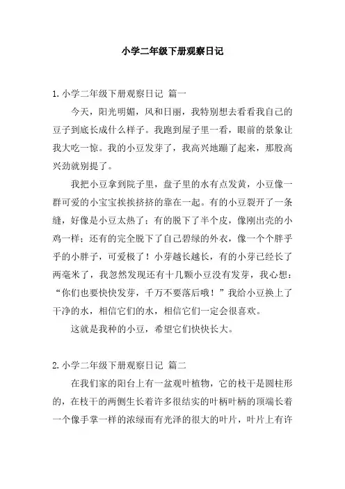 小学二年级下册观察日记