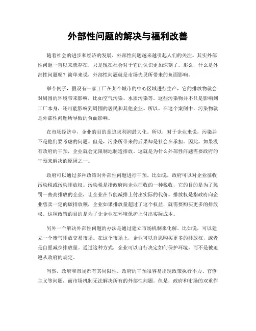 外部性问题的解决与福利改善