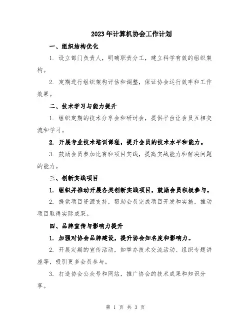 2023年计算机协会工作计划