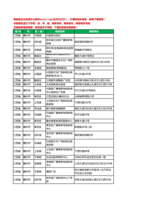 2020新版江西省赣州市出版工商企业公司商家名录名单黄页联系电话号码地址大全53家