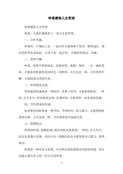 种菜感悟人生哲理