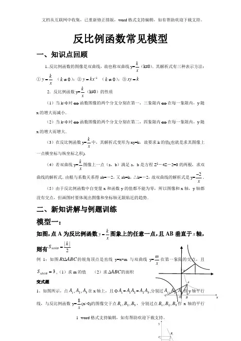 反比例函数常见几何模型