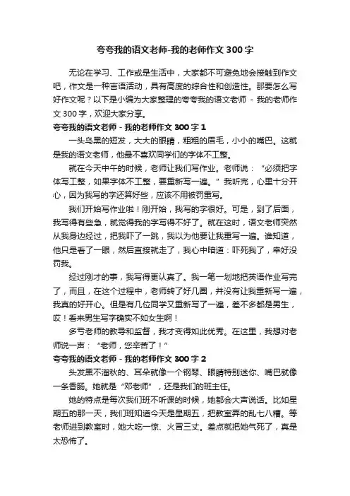夸夸我的语文老师-我的老师作文300字