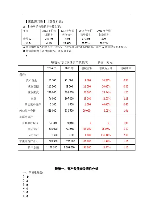 财务报表分析(第三版_曹军)习题答案48752