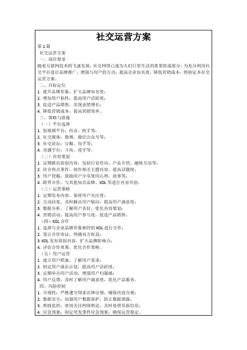 社交运营方案