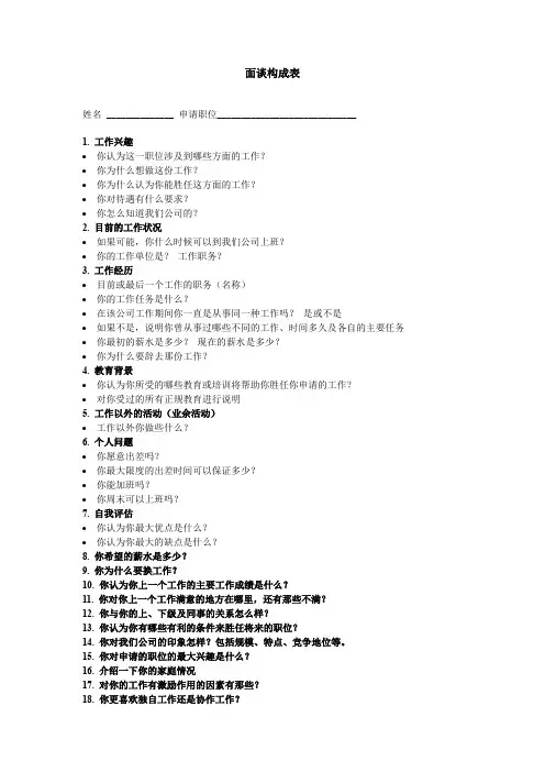 面谈构成表