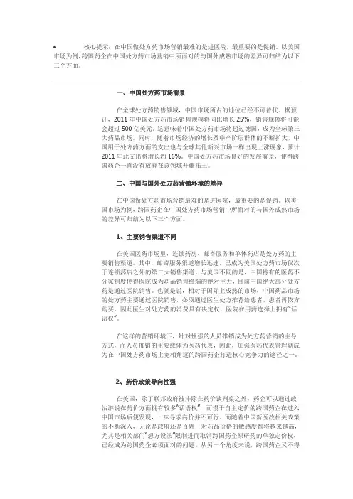 处方药营销核心提示