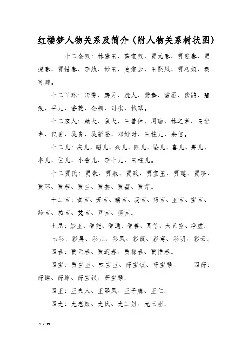 红楼梦人物关系及简介(附人物关系树状图)
