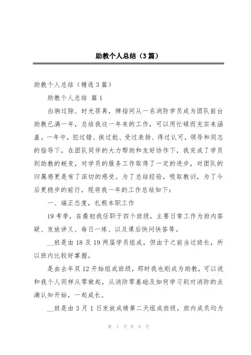 助教个人总结(3篇)