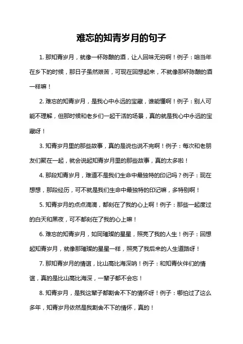 难忘的知青岁月的句子