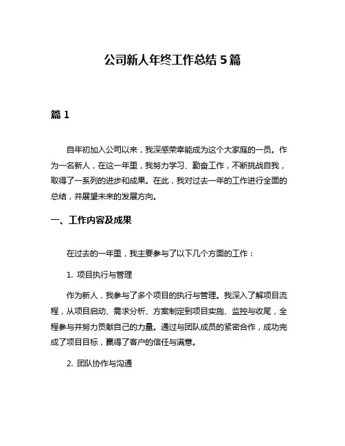 公司新人年终工作总结5篇