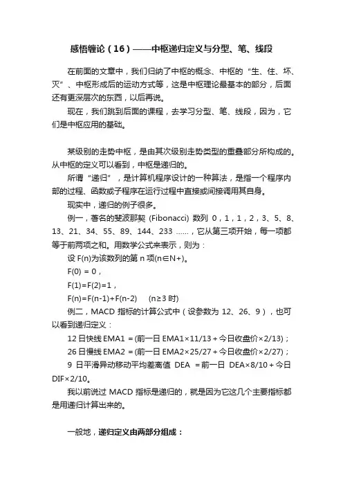 感悟缠论（16）——中枢递归定义与分型、笔、线段
