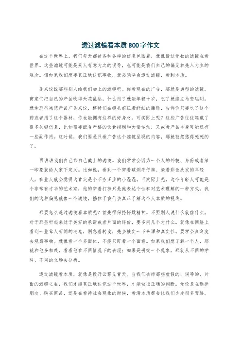 透过滤镜看本质800字作文