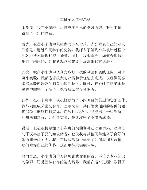 小车班个人工作总结
