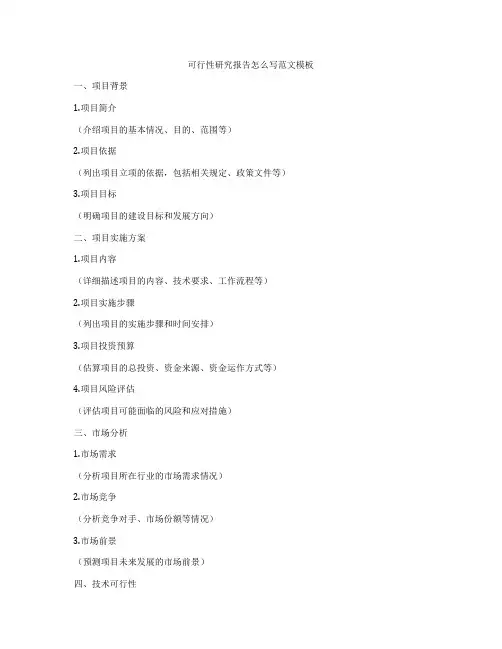可行性研究报告怎么写范文模板