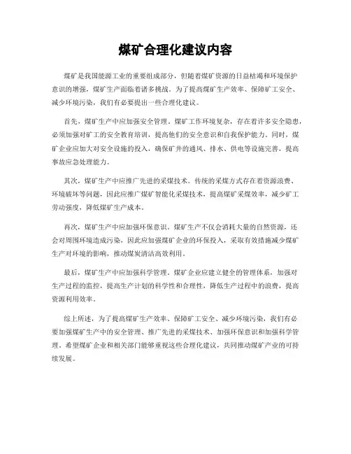 煤矿合理化建议内容