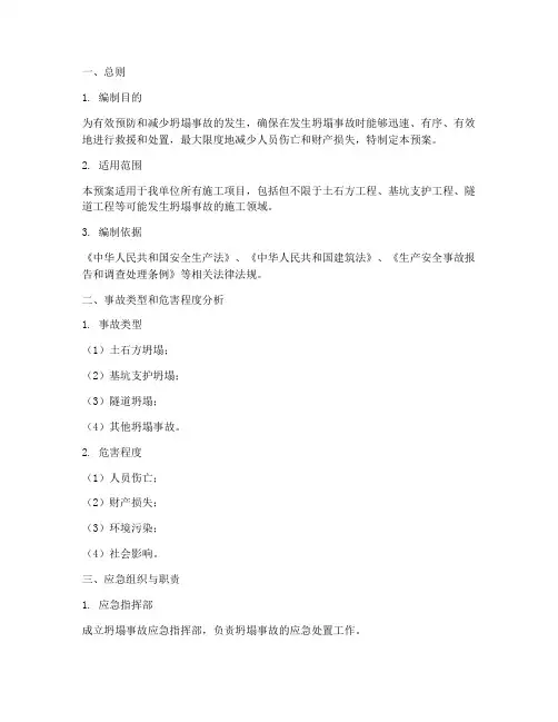 坍塌事故应急预案范文