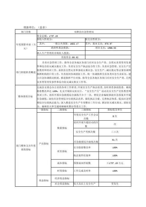 2023年部门整体支出绩效目标表