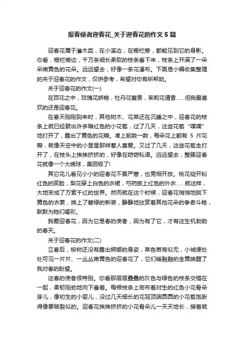报春使者迎春花_关于迎春花的作文5篇