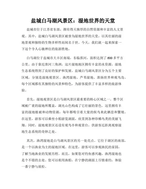 盐城白马湖风景区：湿地世界的天堂