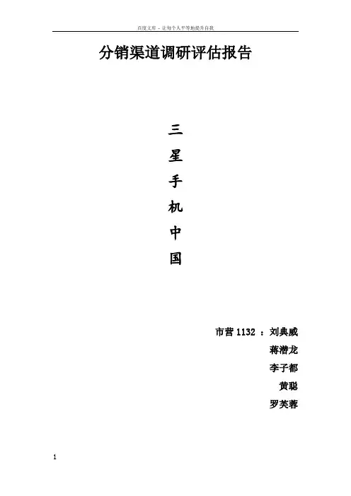 手机分销渠道调研评估报告