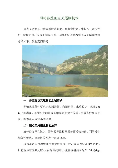 网箱养殖斑点叉尾鮰技术