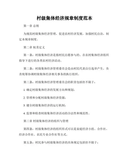 村级集体经济规章制度范本