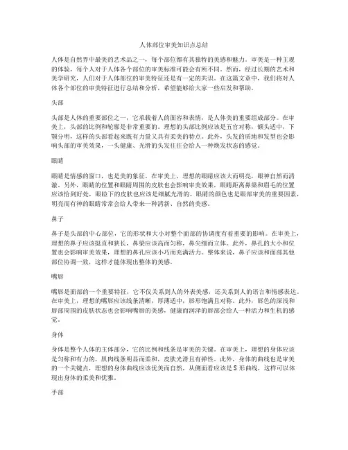 人体部位审美知识点总结