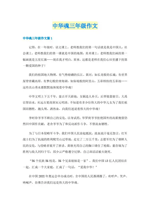 中华魂三年级作文