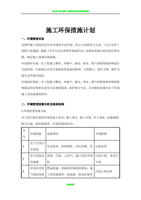 第七章--施工环保措施计划