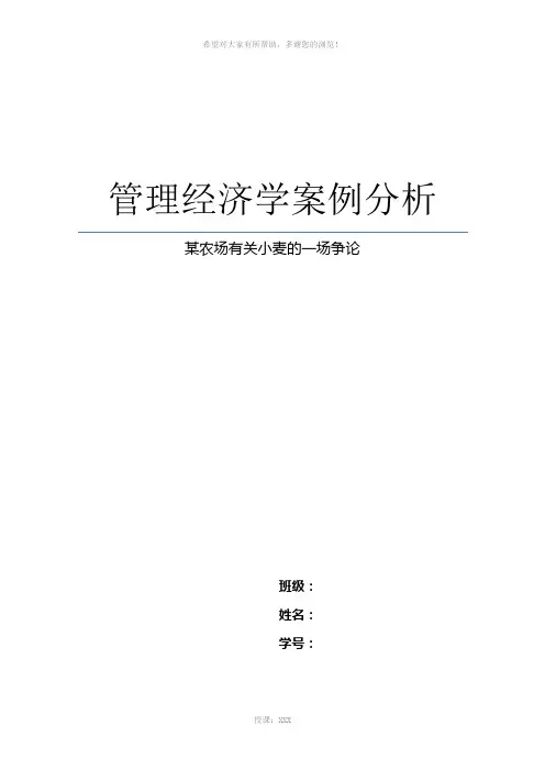 管理经济学案例分析