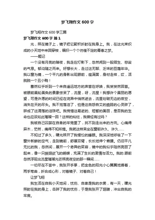 梦飞翔作文600字三篇