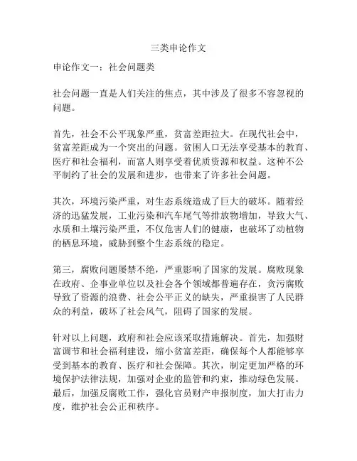 三类申论作文