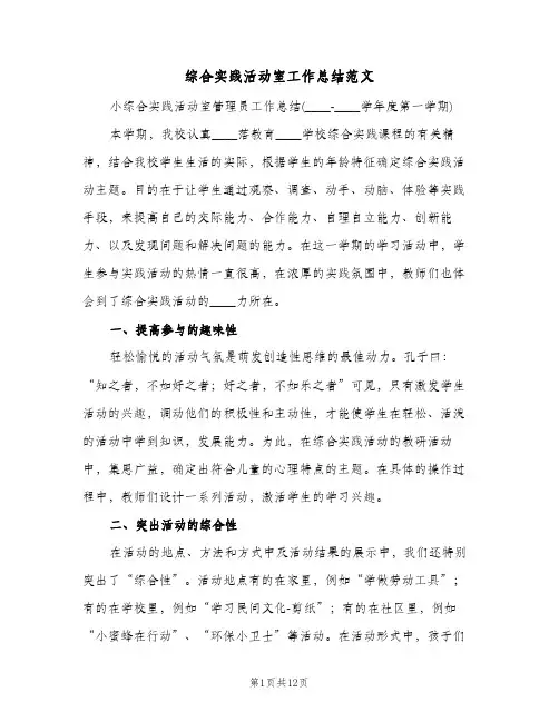 综合实践活动室工作总结范文(5篇)