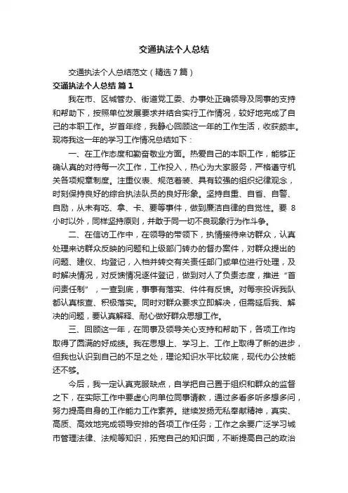 交通执法个人总结
