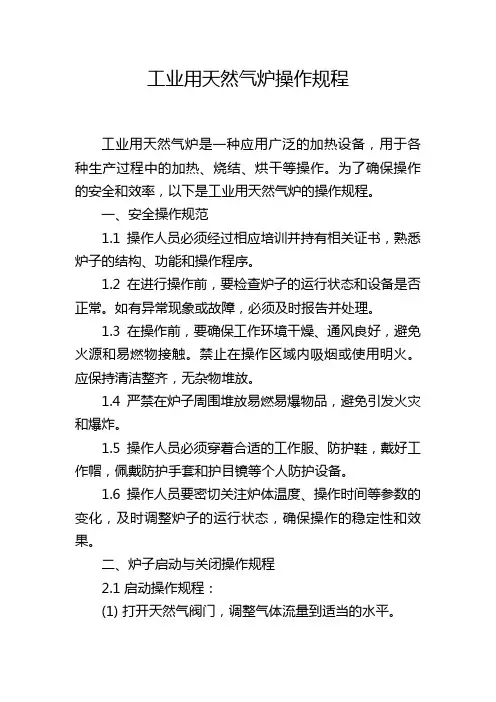 工业用天然气炉操作规程