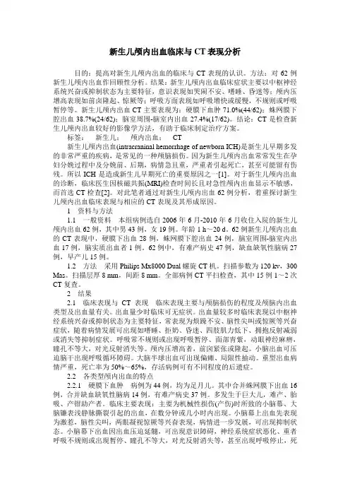 新生儿颅内出血临床与CT表现分析