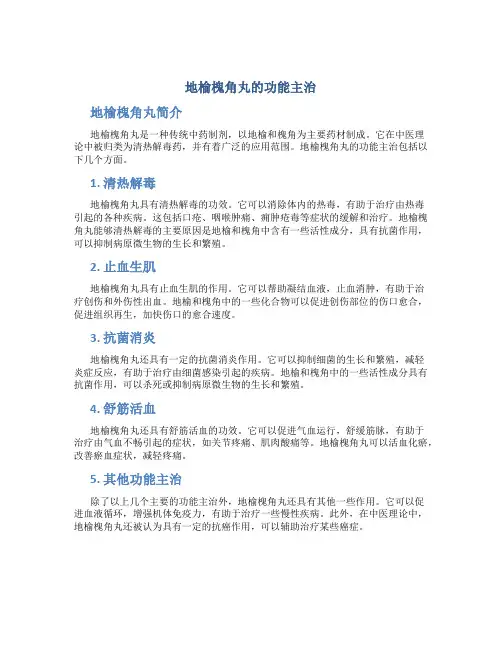 地榆槐角丸的功能主治