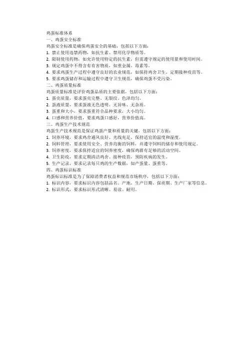鸡蛋 标准体系
