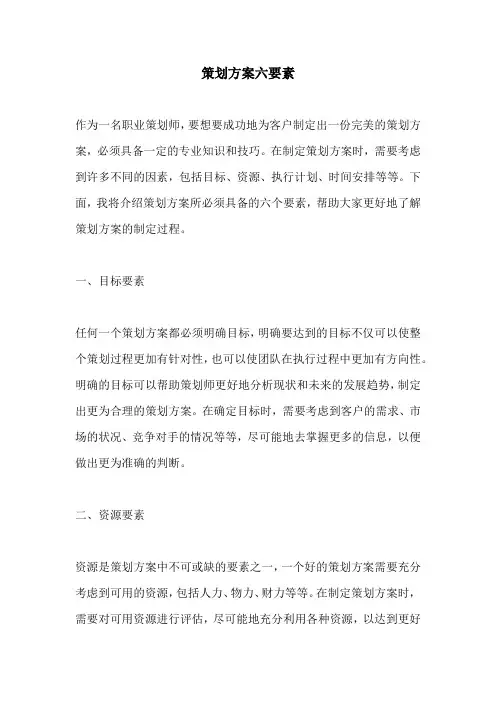 策划方案六要素
