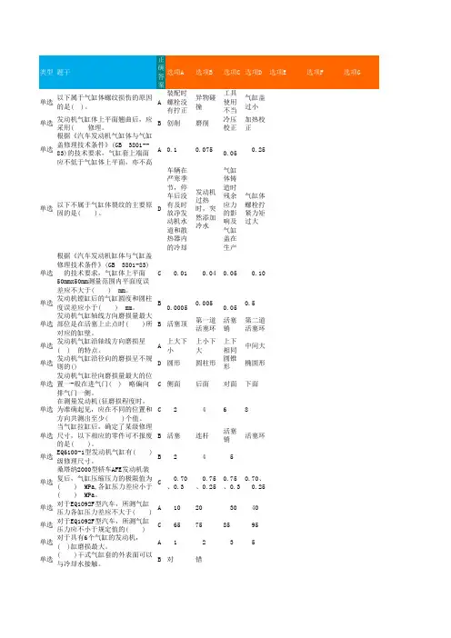 湖北省汽修类技能高考题库第三章第一节发动机云班课导入