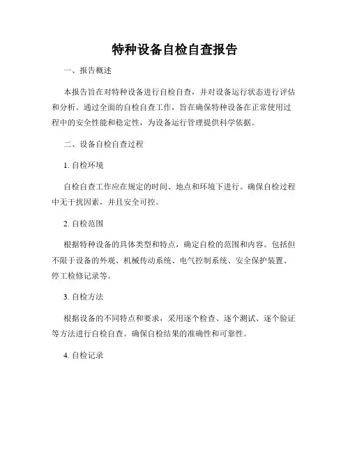 特种设备自检自查报告
